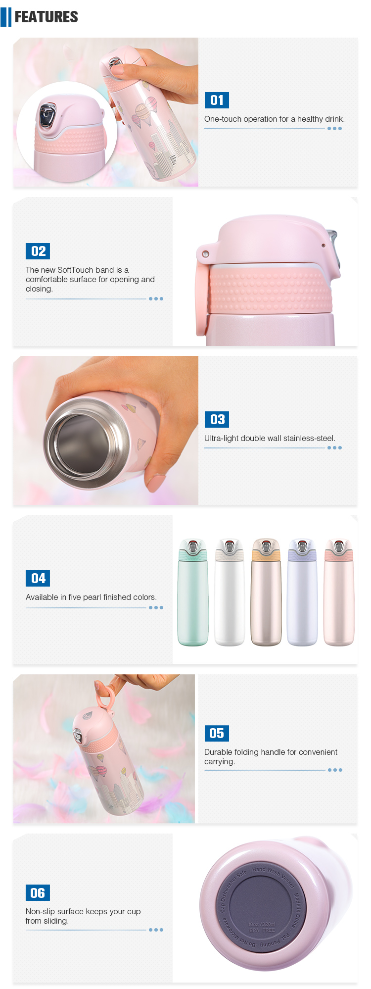 320ml/10oz Double Insulated Water Bottle Pear Lite SafeLOK - Stylings #6888400301