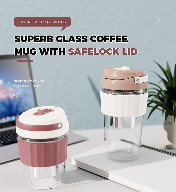 11oz/340ml Glass Tea Mug with Filter Two Options Lid #69551021