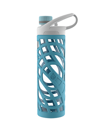 FLARE SOFT GRIP GLASS WATER BOTTLE WITH SILICONE ENCLOSED  #68542002