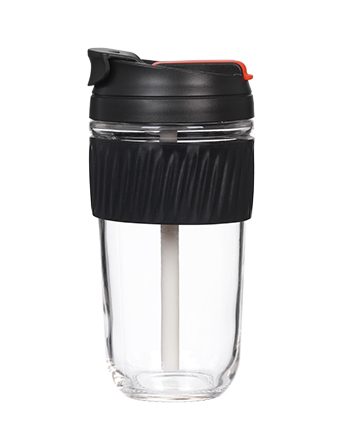 Leak-Proof Glass Coffee Mug with Dual-Lid and Straw #69151001