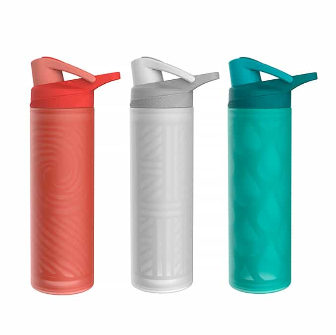 Glass Water Bottle with Silicone Sleeve and Lid #68786002