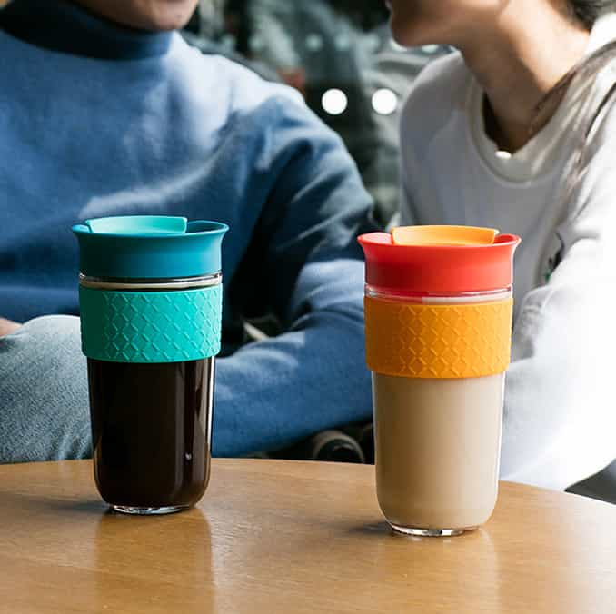 Glass Coffee Cup with Filter & Silicone Band #68682022