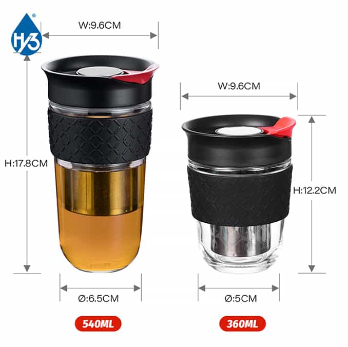 Glass Coffee Cup with Filter & Silicone Band #68682022