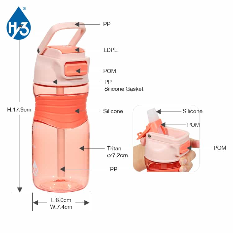 Tritan Pink Kids Water Bottle Speed Release #69436003