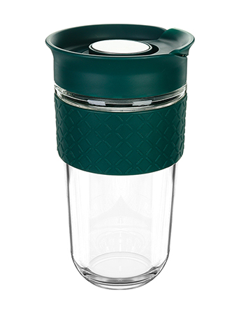 Glass Travel Coffee Mug with Flip Top Lid