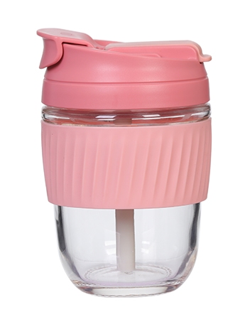 Glass Coffee Mug with Dual-Lid and Straw #69151002